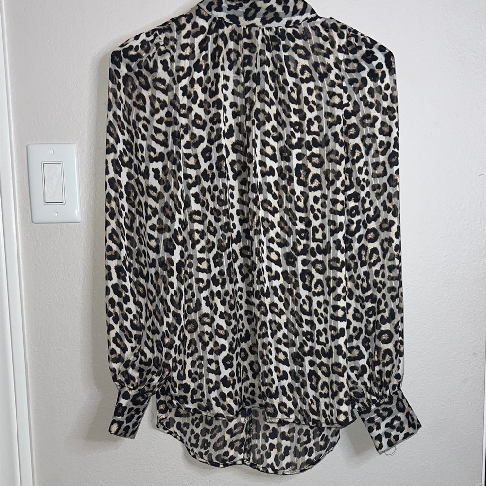 H&M Black and Cream Leopard Print Blouse